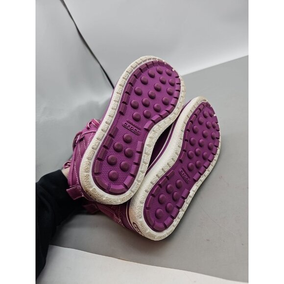 CROCS Winter Snow Waterproof Faux Fur Purple Boots Women's Size 7 - Picture 4 of 6